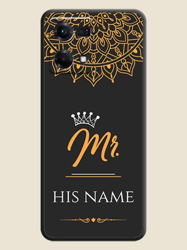 Custom Mr Name with Floral Design  on Personalised Space Black Soft Matte Cases - Oppo F21s Pro - alternate view