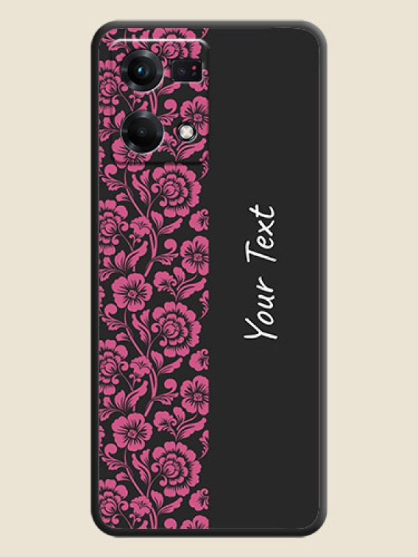 Custom Pink Floral Pattern Design With Custom Text On Space Black Personalized Soft Matte Phone Covers -Oppo F21S Pro - alternate view
