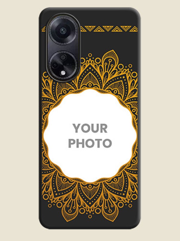 Custom Round Image with Floral Design - Photo on Space Black Soft Matte Mobile Cover - Oppo F23 5G - alternate view