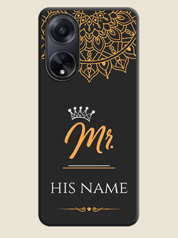 Custom Mr Name with Floral Design on Personalised Space Black Soft Matte Cases - Oppo F23 5G - alternate view