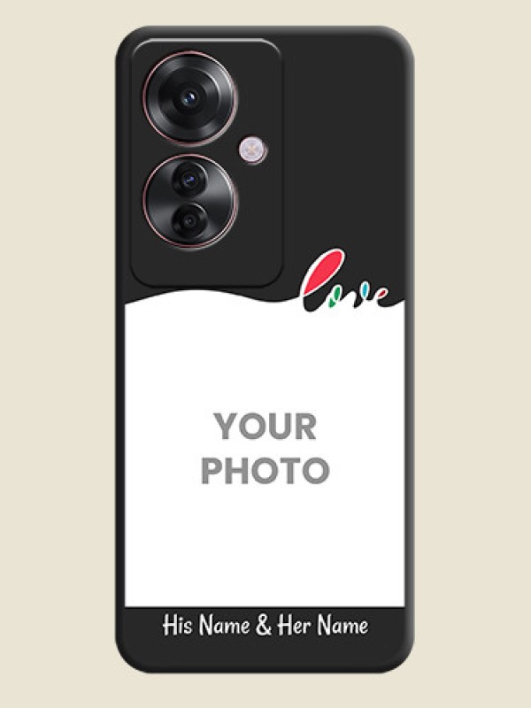 Custom Fall in Love Pattern with Picture on Photo On Space Black Custom Soft Matte Mobile Back Cover - Oppo F25 Pro 5G - alternate view