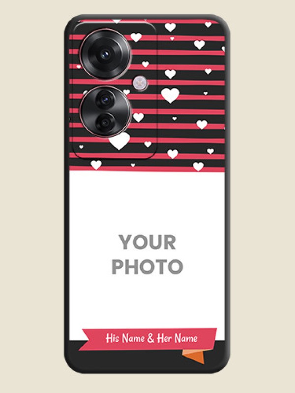 Custom White Color Love Symbols with Pink Lines Pattern On Space Black Custom Soft Matte Mobile Back Cover - Oppo F25 Pro 5G - alternate view