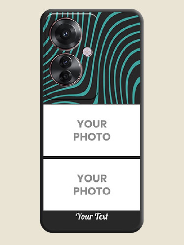 Custom Wave Pattern with 2 Image Holder On Space Black Custom Soft Matte Mobile Back Cover - Oppo F25 Pro 5G - alternate view