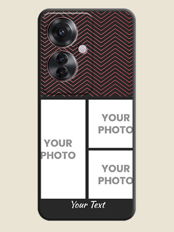 Custom Wave Pattern with 3 Image Holder On Space Black Custom Soft Matte Mobile Back Cover - Oppo F25 Pro 5G - alternate view
