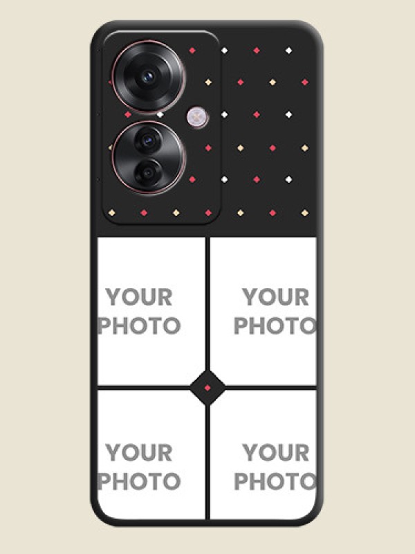 Custom Multicolor Dotted Pattern with 4 Image Holder On Space Black Custom Soft Matte Mobile Back Cover - Oppo F25 Pro 5G - alternate view