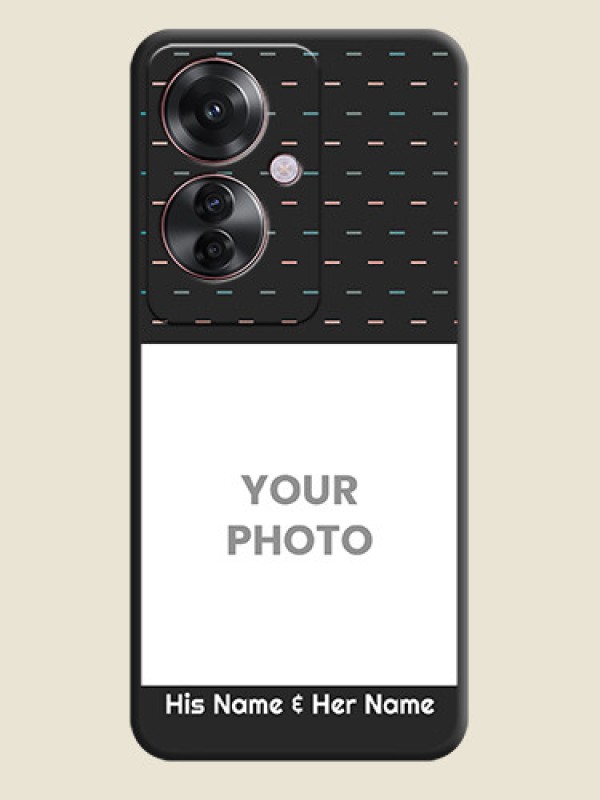 Custom Line Pattern Design with Text On Space Black Custom Soft Matte Mobile Back Cover - Oppo F25 Pro 5G - alternate view