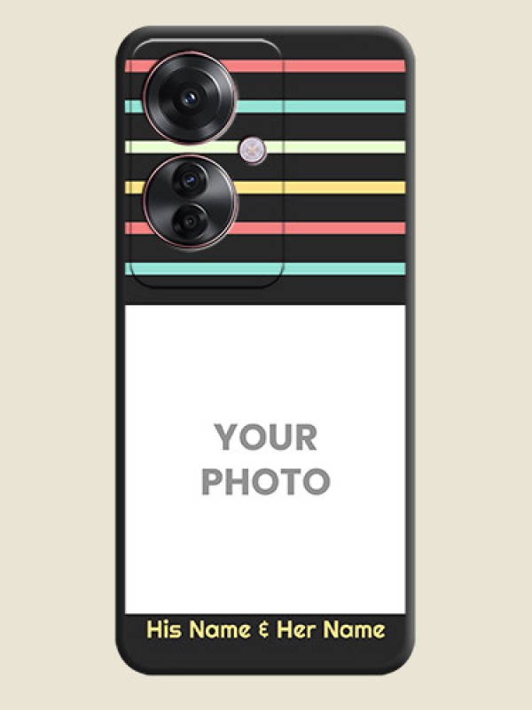 Custom Color Stripes with Photo and Text on Photo On Space Black Custom Soft Matte Mobile Back Cover - Oppo F25 Pro 5G - alternate view