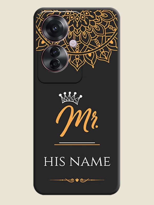 Custom Mr Name with Floral Design On Space Black Custom Soft Matte Mobile Back Cover - Oppo F25 Pro 5G - alternate view