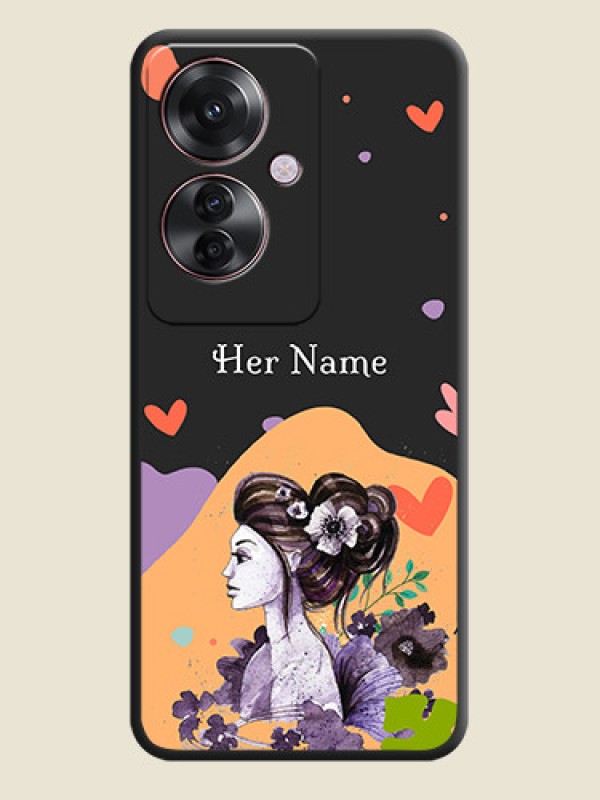 Custom Namecase For Her With Fancy Lady Image On Space Black Custom Soft Matte Mobile Back Cover - Oppo F25 Pro 5G - alternate view