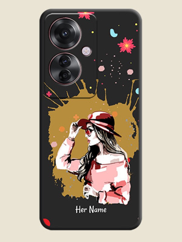 Custom Mordern Lady With Color Splash Background With Custom Text On Space Black Custom Soft Matte Mobile Back Cover - Oppo F25 Pro 5G - alternate view