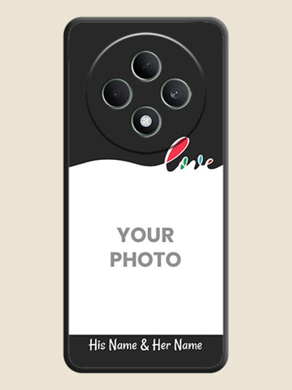 Custom Fall in Love Pattern with Picture on Photo On Space Black Custom Soft Matte Mobile Back Cover - Oppo F27 5G - alternate view