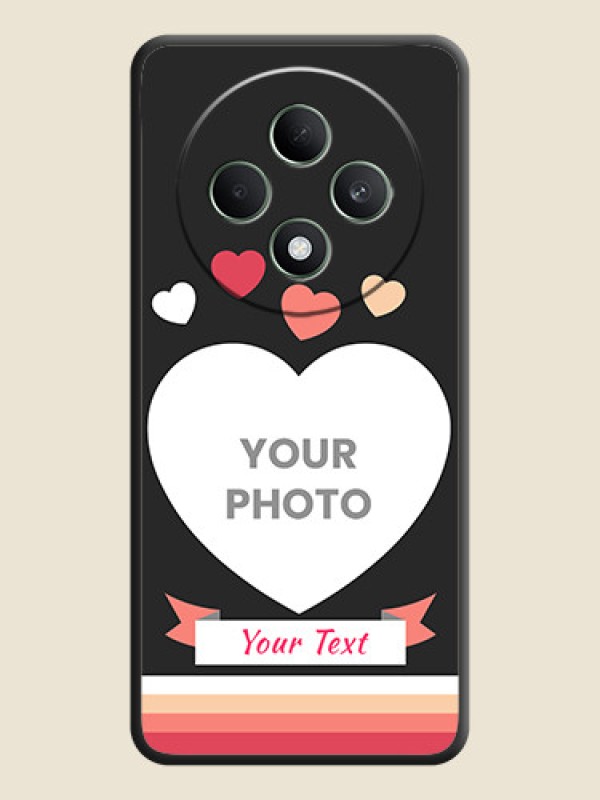 Custom Love Shaped Photo with Colorful Stripes On Space Black Custom Soft Matte Mobile Back Cover - Oppo F27 5G - alternate view