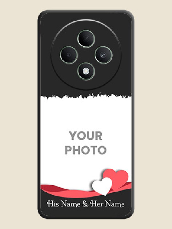 Custom Pin Color Love Shaped Ribbon Design with Text On Space Black Custom Soft Matte Mobile Back Cover - Oppo F27 5G - alternate view