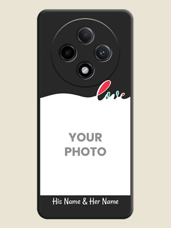 Custom Fall in Love Pattern with Picture on Photo On Space Black Custom Soft Matte Mobile Back Cover - Oppo F27 Pro Plus 5G - alternate view