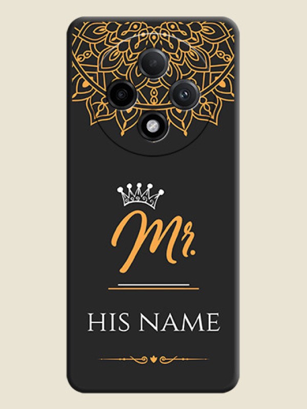 Custom Mr Name with Floral Design On Space Black Custom Soft Matte Mobile Back Cover - Oppo F27 Pro Plus 5G - alternate view
