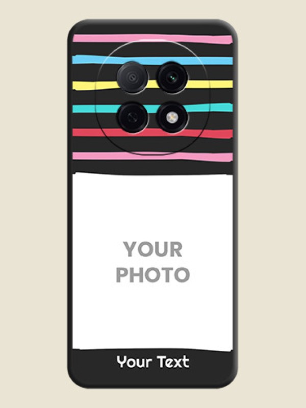 Custom Multicolor Lines with Image On Space Black Custom Soft Matte Mobile Back Cover - Oppo F29 5G - alternate view