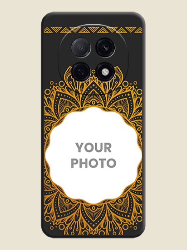 Custom Round Image with Floral Design On Space Black Custom Soft Matte Mobile Back Cover - Oppo F29 5G - alternate view