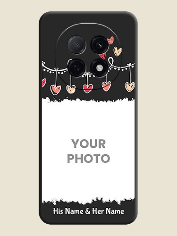 Custom Pink Love Hangings with Name On Space Black Custom Soft Matte Mobile Back Cover - Oppo F29 Pro 5G - alternate view