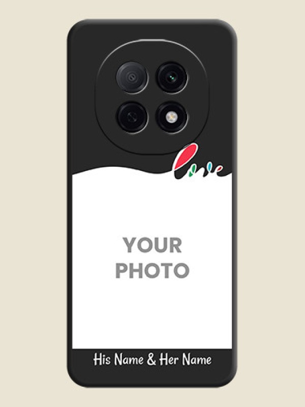 Custom Fall in Love Pattern with Picture on Photo On Space Black Custom Soft Matte Mobile Back Cover - Oppo F29 Pro 5G - alternate view