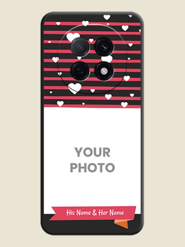 Custom White Color Love Symbols with Pink Lines Pattern On Space Black Custom Soft Matte Mobile Back Cover - Oppo F29 Pro 5G - alternate view