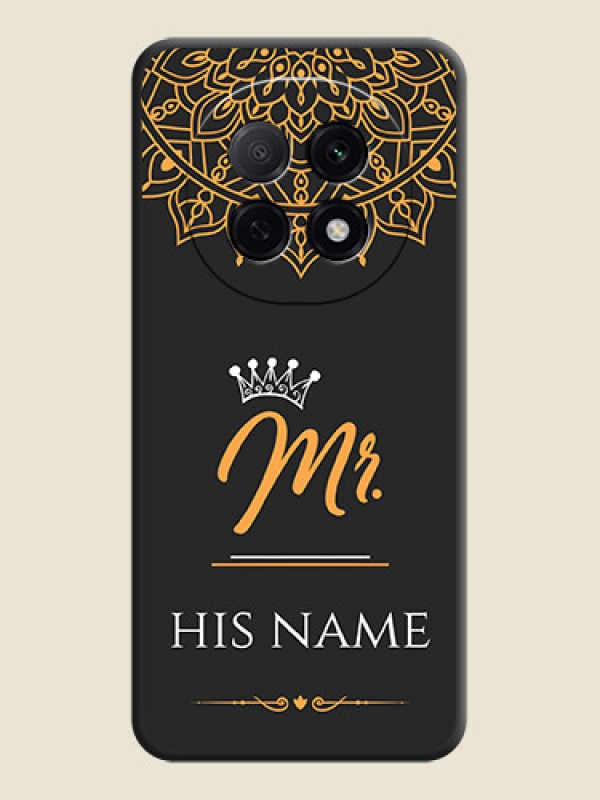 Custom Mr Name with Floral Design On Space Black Custom Soft Matte Mobile Back Cover - Oppo F29 Pro 5G - alternate view