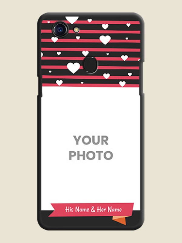 Custom White Color Love Symbols with Pink Lines Pattern on Space Black Custom Soft Matte Phone Cases - Oppo F5 Youth - alternate view