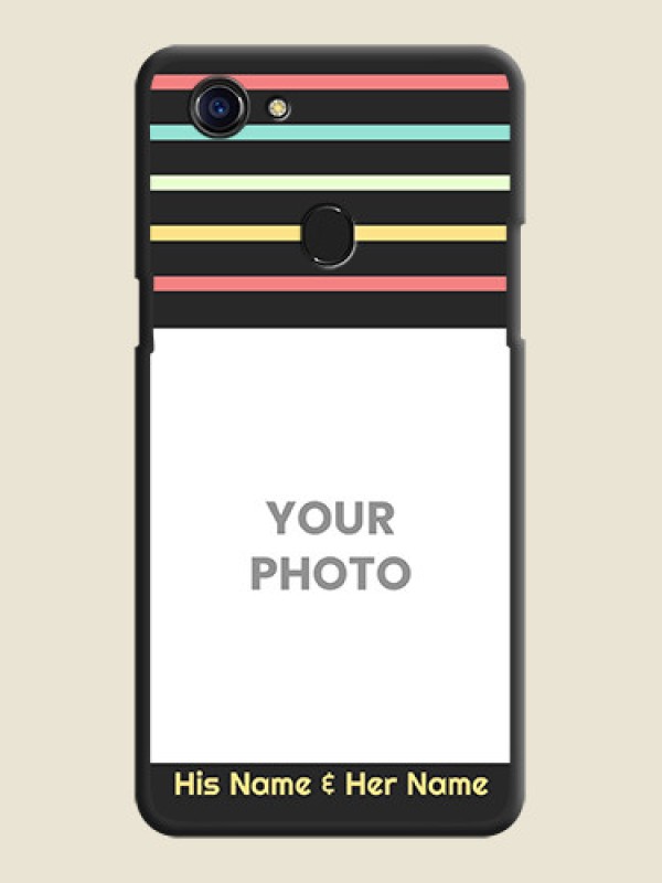 Custom Color Stripes with Photo and Text on Photo on Space Black Soft Matte Mobile Case - Oppo F5 Youth - alternate view