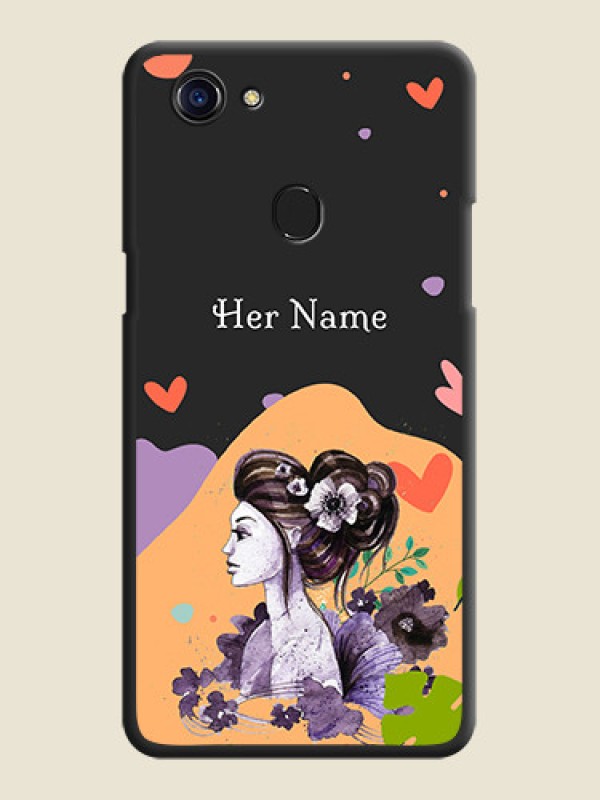 Custom Namecase For Her With Fancy Lady Image On Space Black Personalized Soft Matte Phone Covers -Oppo F5 Youth - alternate view