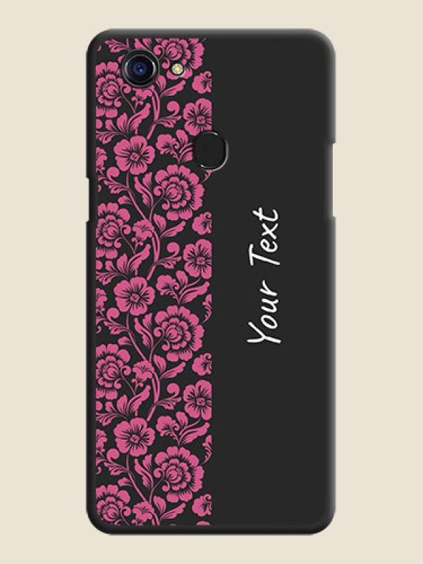 Custom Pink Floral Pattern Design With Custom Text On Space Black Personalized Soft Matte Phone Covers -Oppo F5 Youth - alternate view