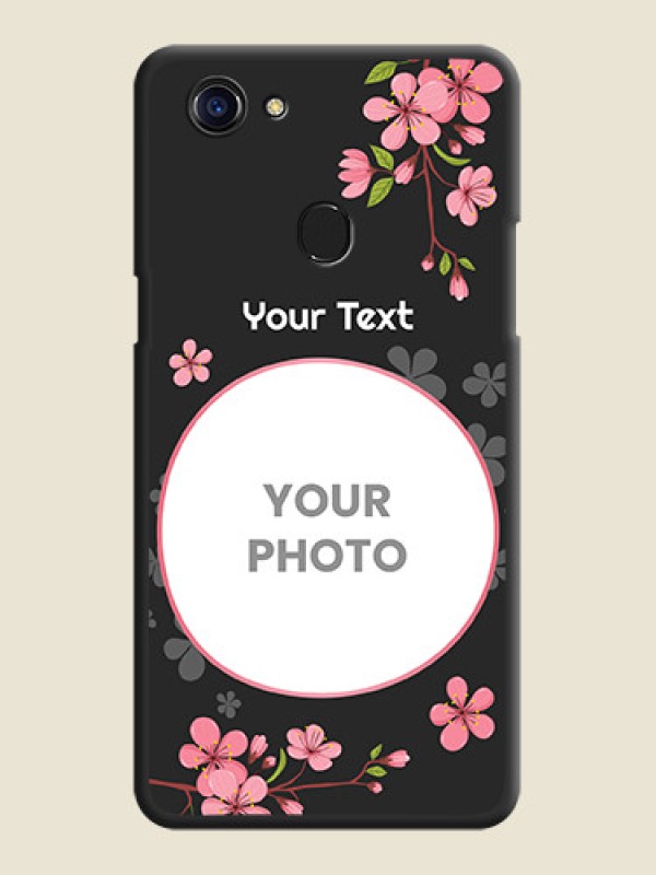 Custom Round Image with Pink Color Floral Design on Photo on Space Black Soft Matte Back Cover - Oppo F5 - alternate view