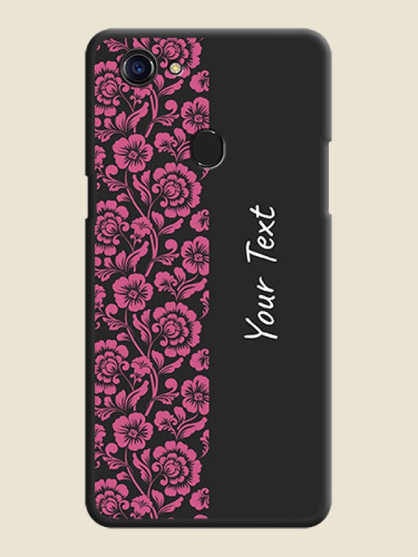 Custom Pink Floral Pattern Design With Custom Text On Space Black Personalized Soft Matte Phone Covers -Oppo F5 - alternate view