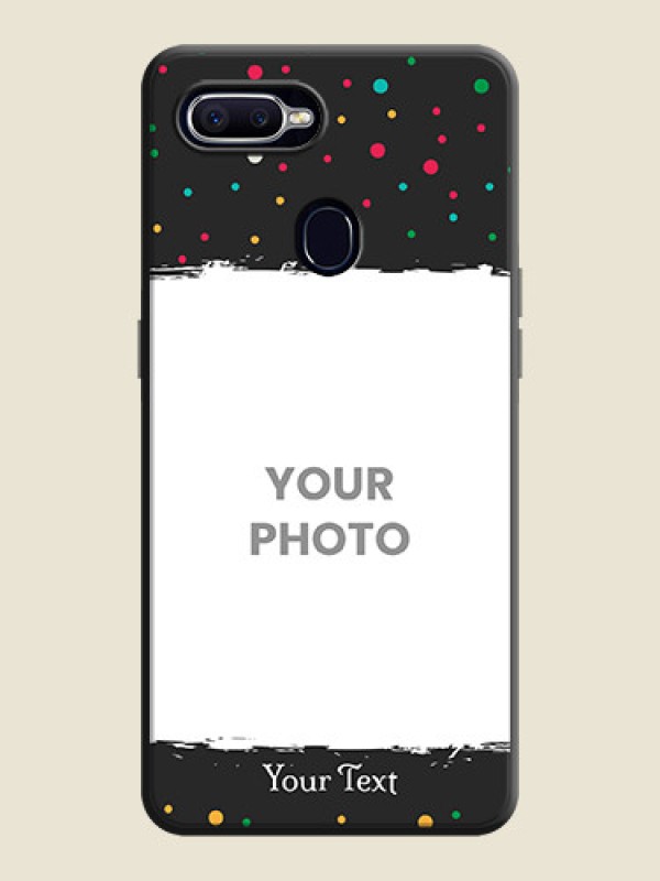 Custom Multicolor Dotted Pattern with Text on Space Black Custom Soft Matte Phone Back Cover - Oppo F9 Pro - alternate view
