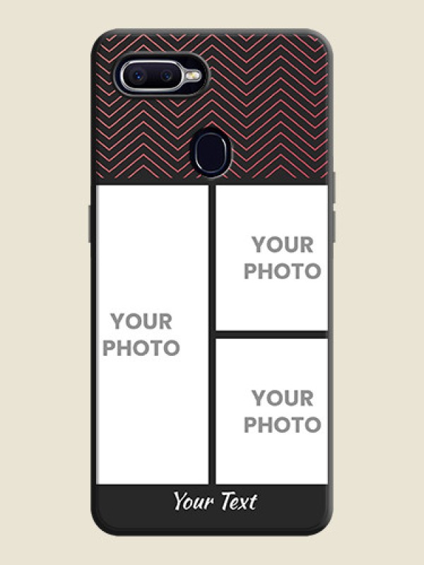 Custom Wave Pattern with 3 Image Holder on Space Black Custom Soft Matte Back Cover - Oppo F9 Pro - alternate view