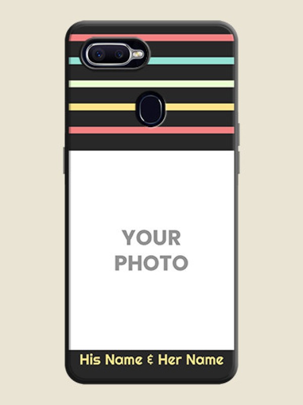Custom Color Stripes with Photo and Text - Photo on Space Black Soft Matte Mobile Case - Oppo F9 Pro - alternate view