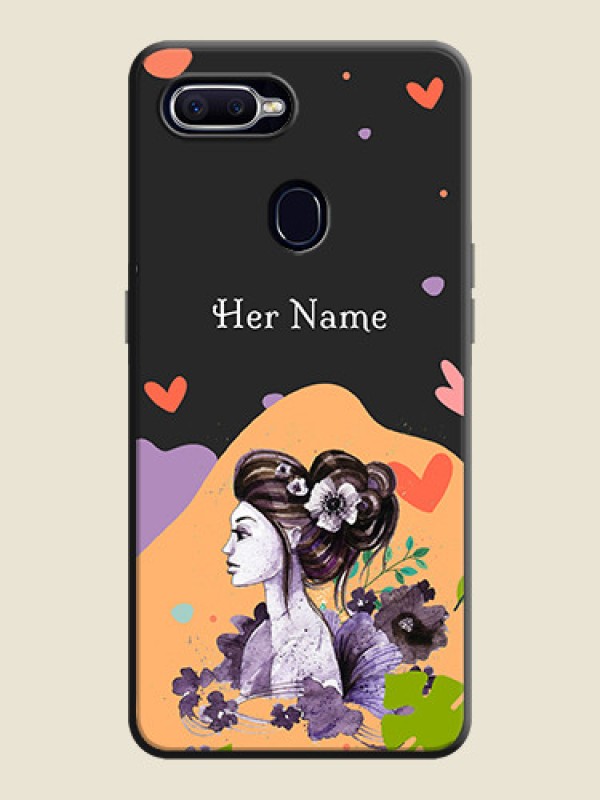 Custom Namecase For Her With Fancy Lady Image On Space Black Personalized Soft Matte Phone Covers -Oppo F9 Pro - alternate view