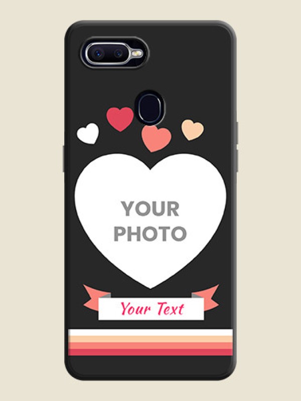 Custom Love Shaped Photo with Colorful Stripes on Personalised Space Black Soft Matte Cases - Oppo F9 - alternate view