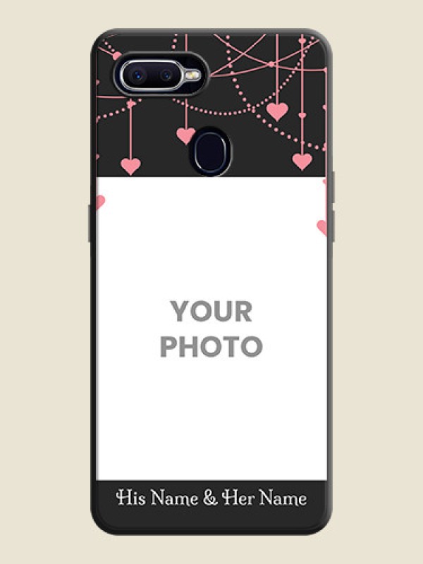 Custom Pink Love Hangings with Text on Space Black Custom Soft Matte Back Cover - Oppo F9 - alternate view