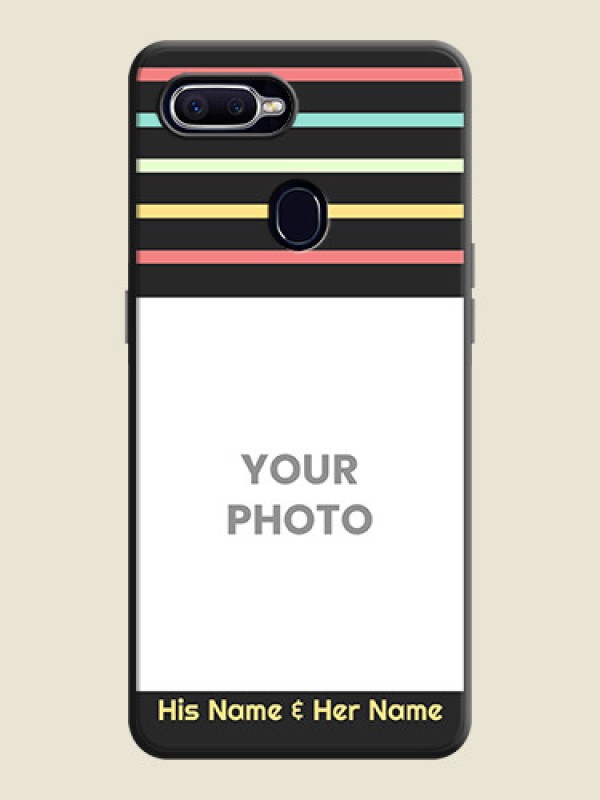 Custom Color Stripes with Photo and Text - Photo on Space Black Soft Matte Mobile Case - Oppo F9 - alternate view