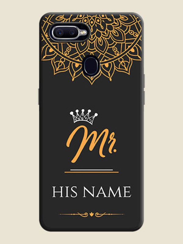Custom Mr Name with Floral Design  on Personalised Space Black Soft Matte Cases - Oppo F9 - alternate view