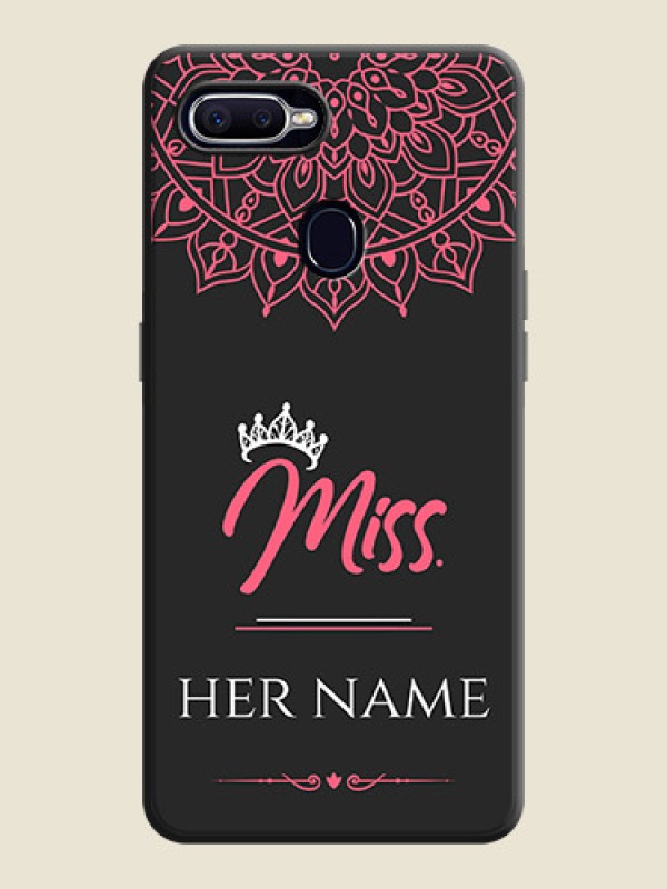 Custom Mrs Name with Floral Design on Space Black Personalized Soft Matte Phone Covers - Oppo F9 - alternate view