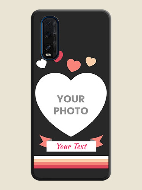 Custom Love Shaped Photo with Colorful Stripes on Personalised Space Black Soft Matte Cases - Oppo Find X2 - alternate view