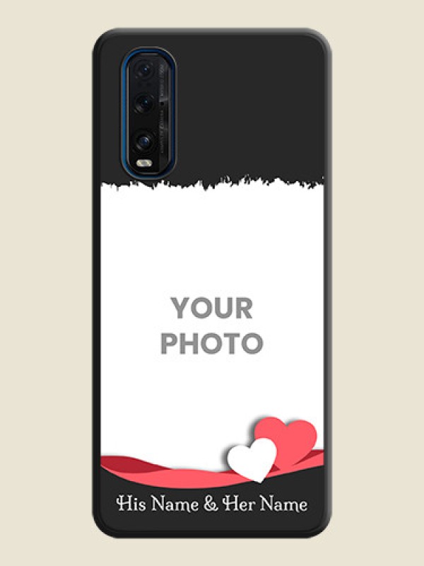 Custom Pin Color Love Shaped Ribbon Design with Text on Space Black Custom Soft Matte Phone Back Cover - Oppo Find X2 - alternate view