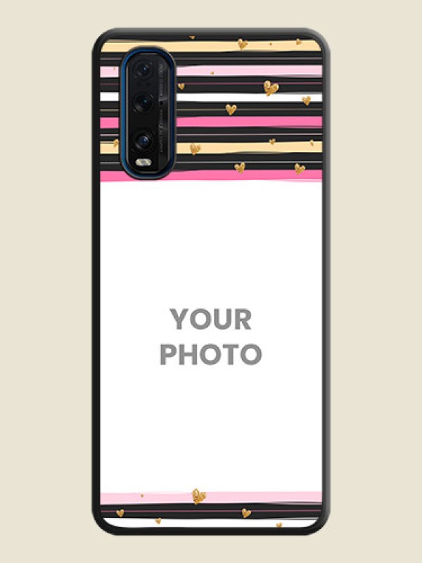 Custom Multicolor Lines and Golden Love Symbols Design on Photo on Space Black Soft Matte Mobile Cover - Oppo Find X2 - alternate view