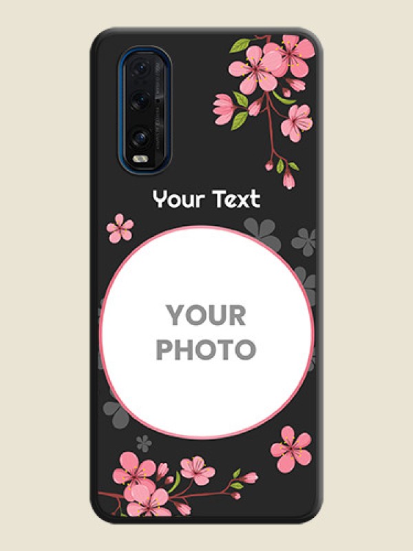 Custom Round Image with Pink Color Floral Design on Photo on Space Black Soft Matte Back Cover - Oppo Find X2 - alternate view