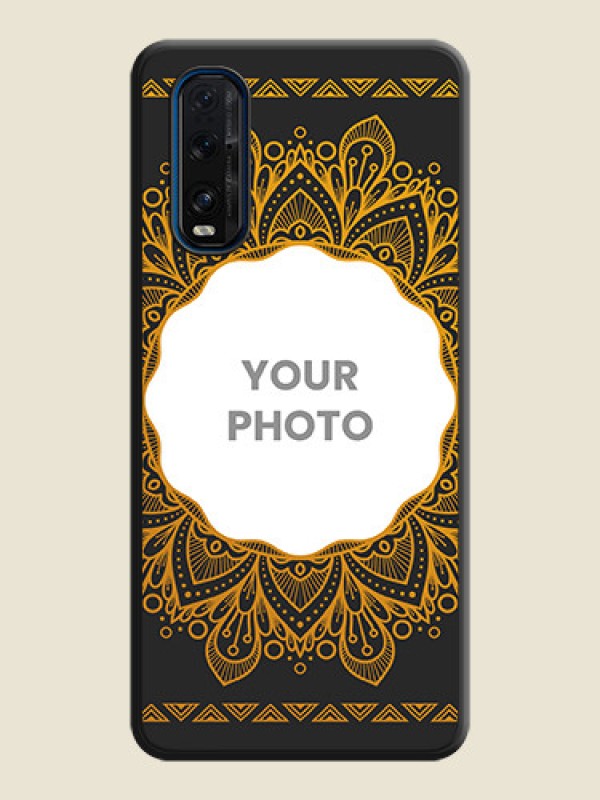 Custom Round Image with Floral Design on Photo on Space Black Soft Matte Mobile Cover - Oppo Find X2 - alternate view