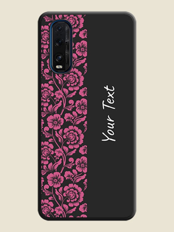 Custom Pink Floral Pattern Design With Custom Text On Space Black Personalized Soft Matte Phone Covers -Oppo Find X2 - alternate view
