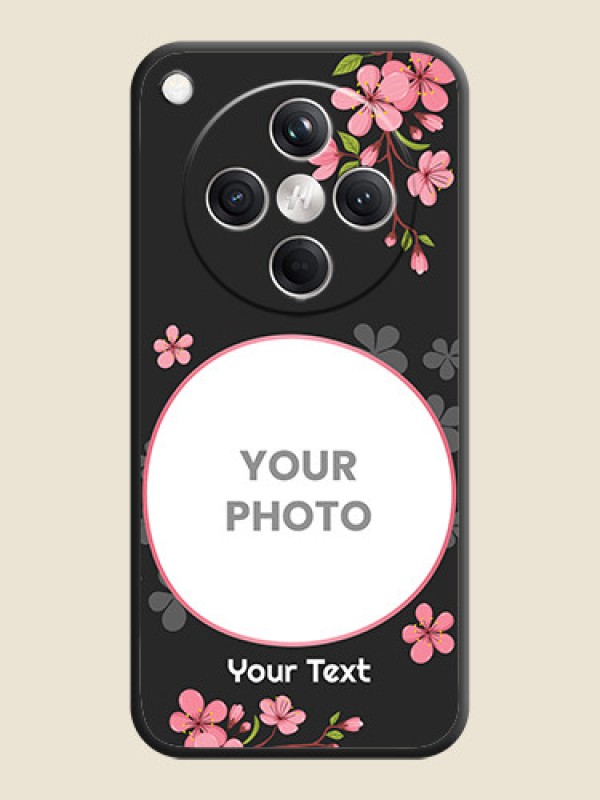 Custom Round Image with Pink Color Floral Design on Photo On Space Black Custom Soft Matte Mobile Back Cover - Oppo Find X8 5G - alternate view
