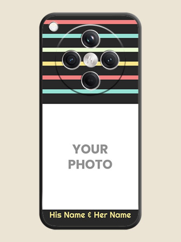Custom Color Stripes with Photo and Text on Photo On Space Black Custom Soft Matte Mobile Back Cover - Oppo Find X8 5G - alternate view