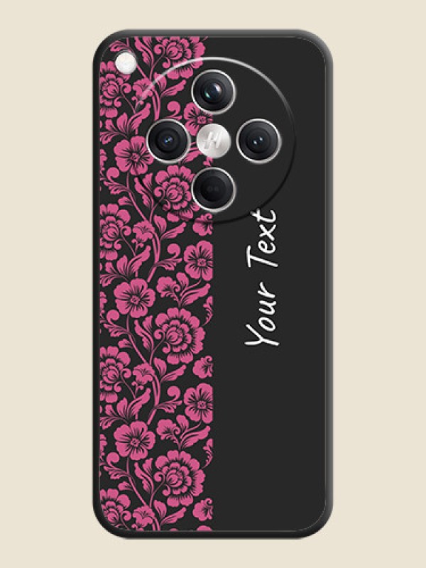Custom Pink Floral Pattern Design With Custom Text On Space Black Custom Soft Matte Mobile Back Cover - Oppo Find X8 5G - alternate view