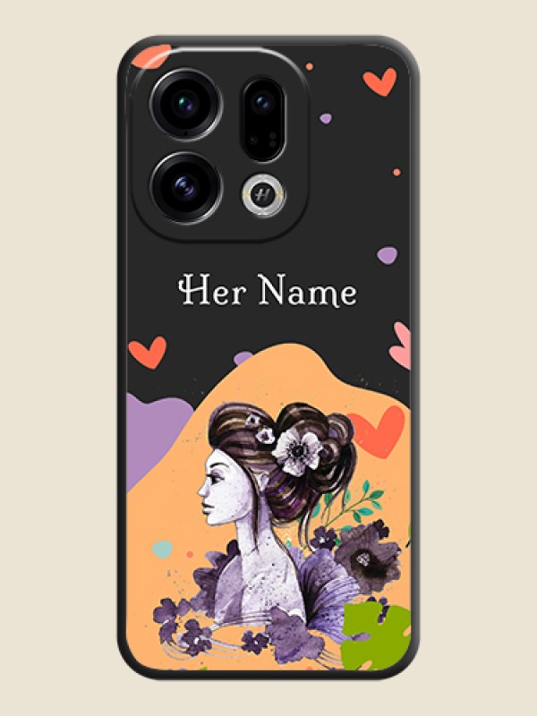 Custom Namecase For Her With Fancy Lady Image On Space Black Custom Soft Matte Mobile Back Cover - Oppo Find X9 5G - alternate view